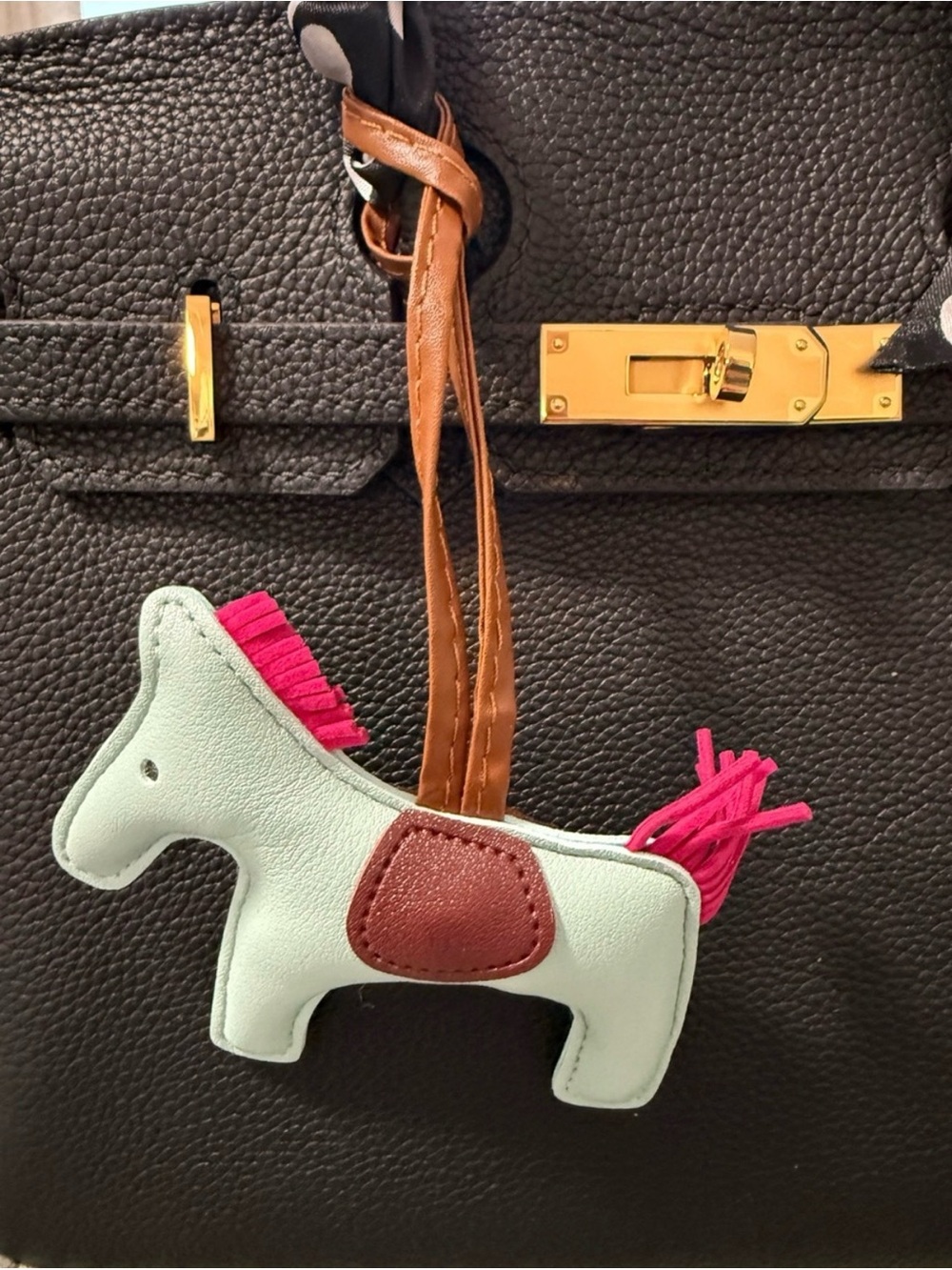Blue or red Horse Leather Bag Charm - Designer Style